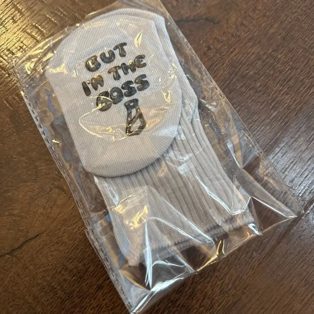 Baby Grippy Socks “But I’m the Boss” New Non Slip Infant Toddler